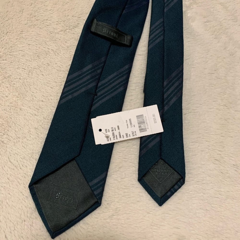 NWT Brioni Green tonal diagonal stripe tie